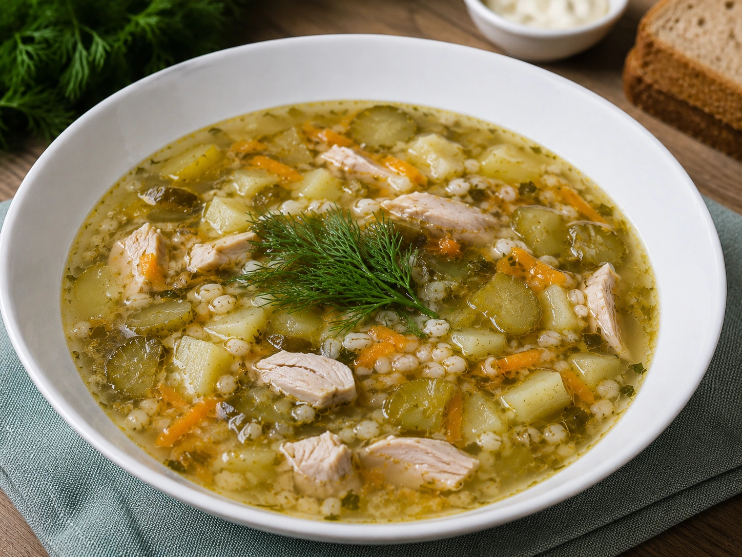 Розсольник з курячим м'ясом
